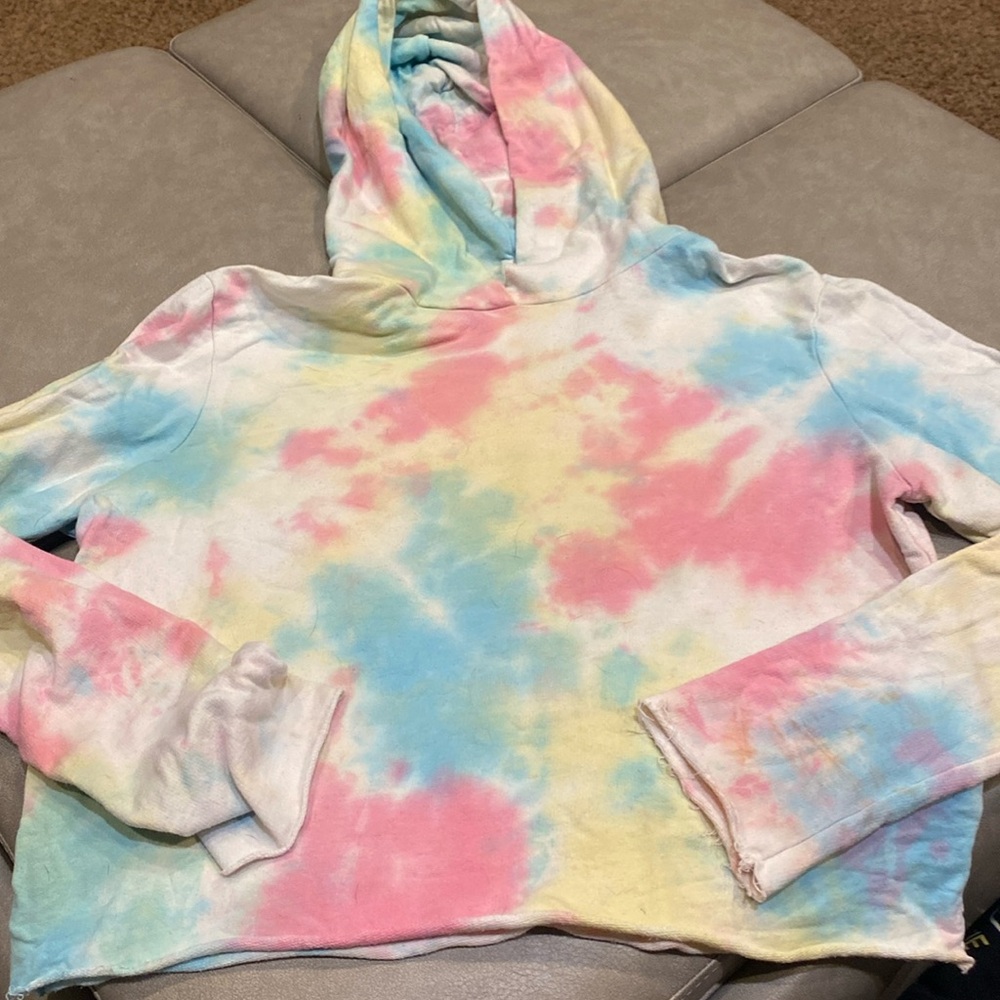 Happy days, vintage tie-dye, small crop hoodie